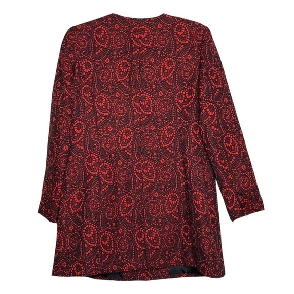 NEW - R & K Red & Black Stained Glass Paisley Longline Button Front Jacket - 14 - Picture 3 of 6